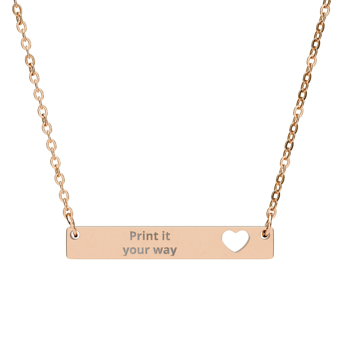 Engraved Heart Bar Necklace in 316L stainless steel