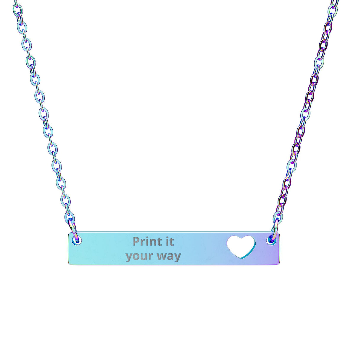 Engraved Heart Bar Necklace with laser engraving area