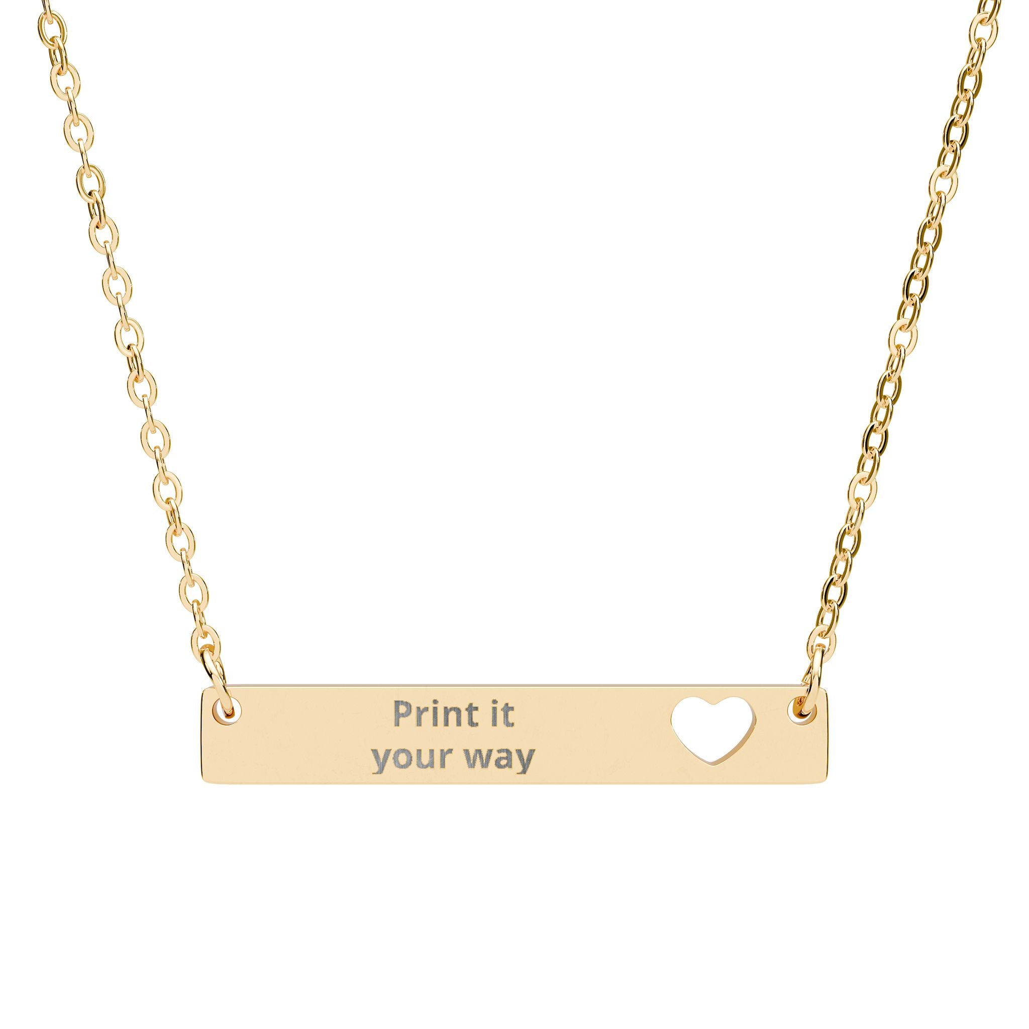 Engraved Heart Bar Necklace cutout heart detail
