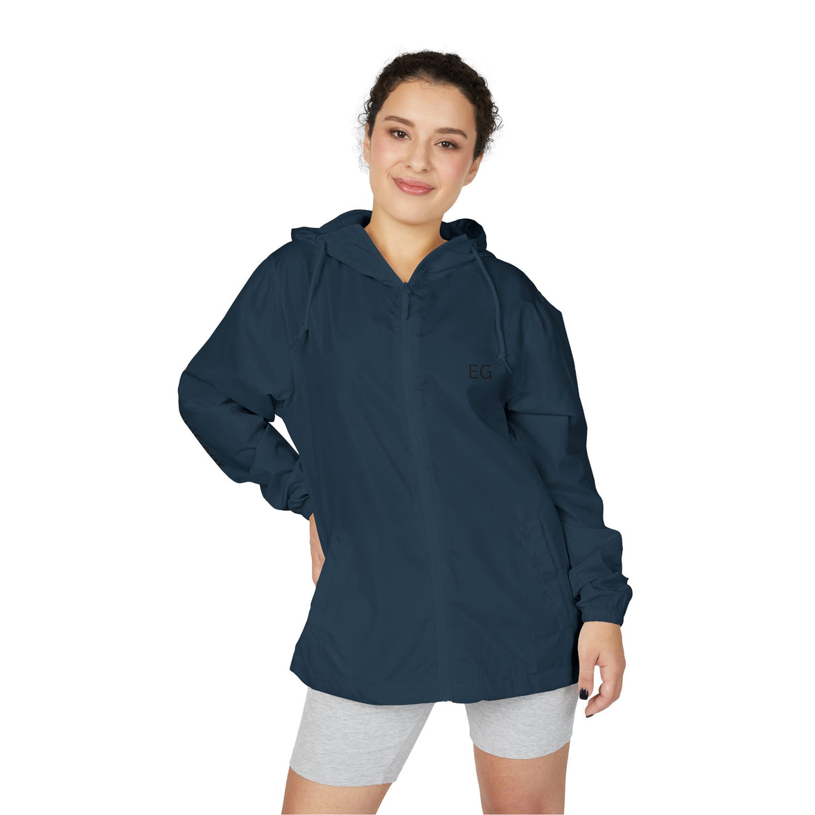 Unisex Full-Zip Windbreaker Jacket with mesh-lined hood