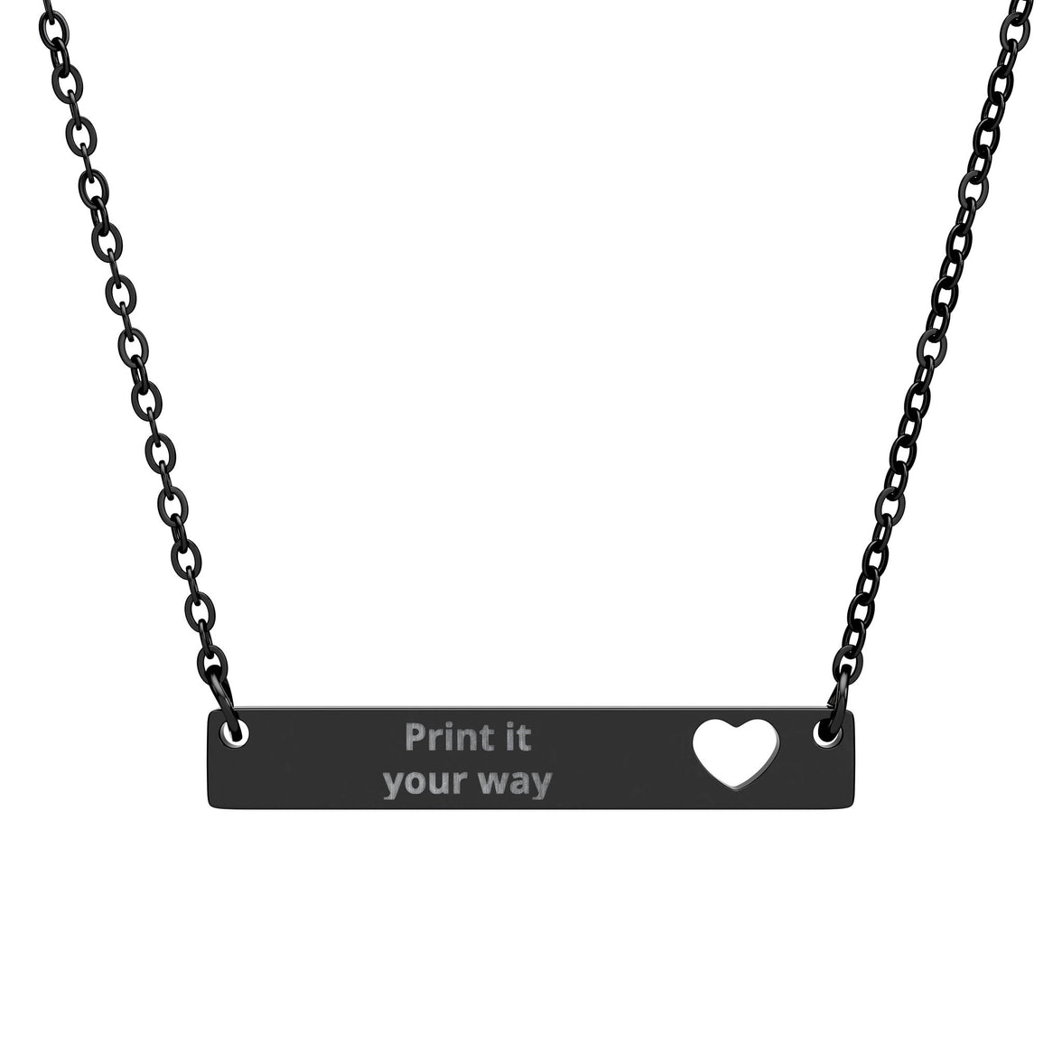 Engraved Heart Bar Necklace in 316L stainless steel