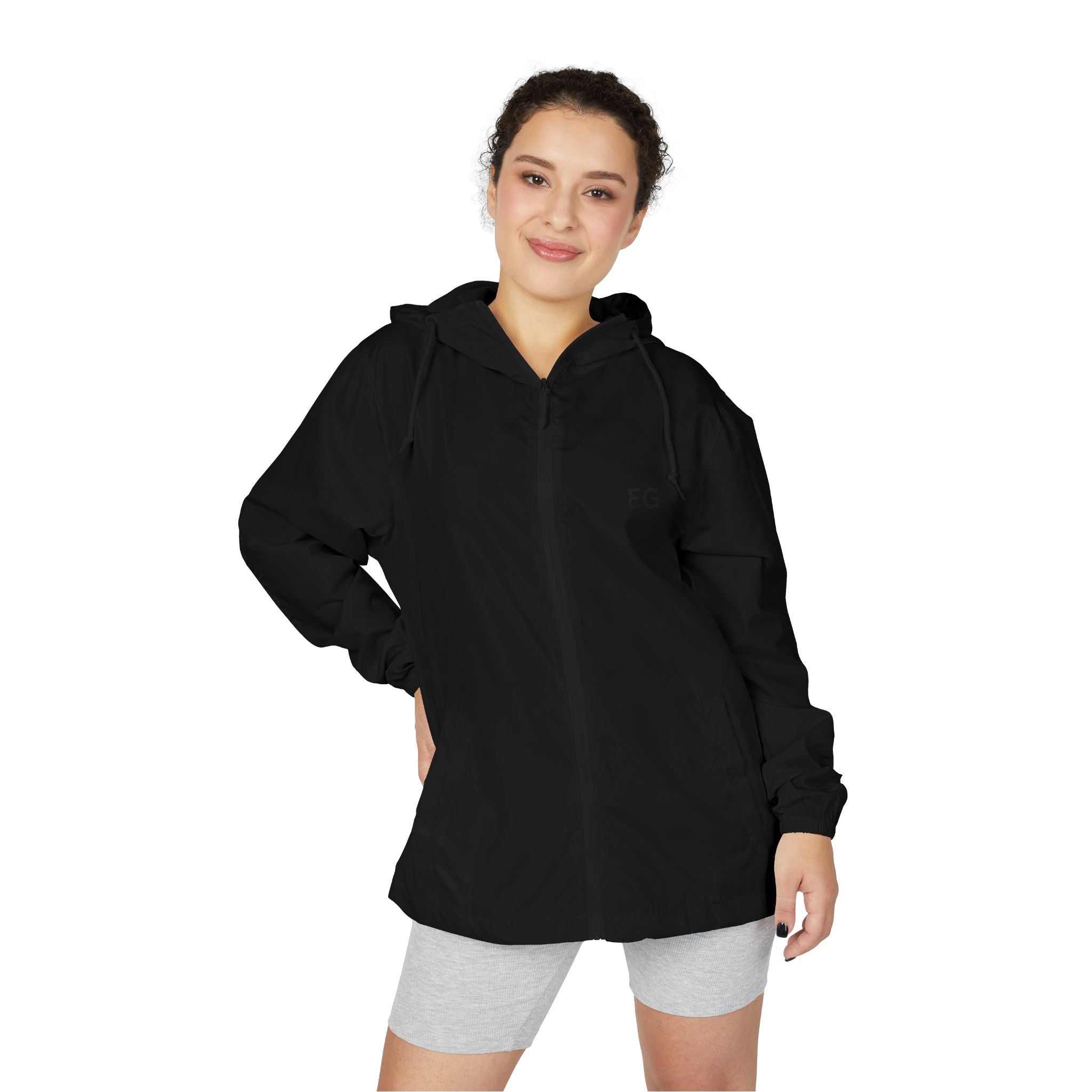 Unisex Full-Zip Windbreaker Jacket with mesh-lined hood