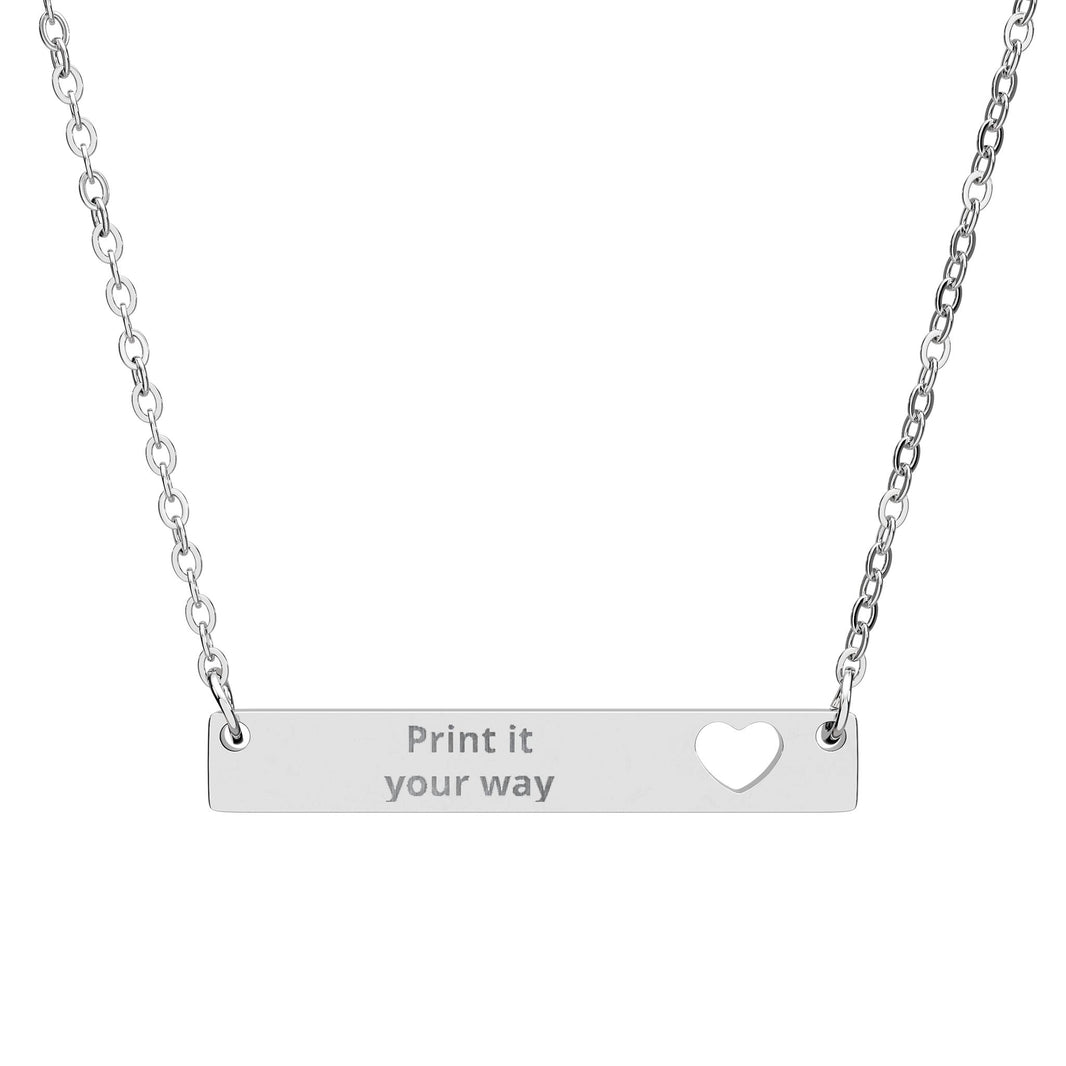 Engraved Heart Bar Necklace with laser engraving area